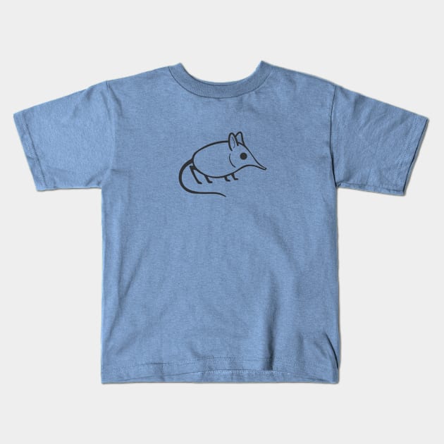 Elephant shrew minimalist design in dark ink Kids T-Shirt by croquis design